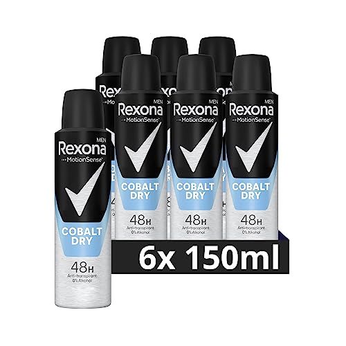 Rexona Men MotionSense Deo Spray Cobalt Dry Anti-Transpirant mit 48 Stunden Schutz gegen Körpergeruch und Achselnässe 150 ml 6 Stück von Rexona