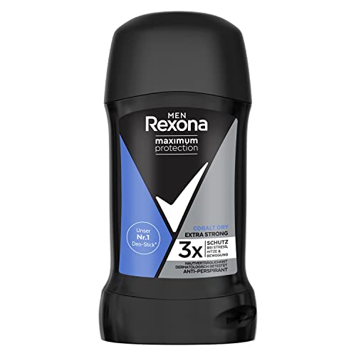 Rexona Men Maximum Protection Anti-Transpirant Deo Stick Cobalt Dry Deodorant mit 3x Schutz gegen starkes Schwitzen und Körpergeruch 50 ml 1 Stück von Rexona