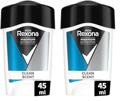 Rexona Men Maximum Protection Deo Creme Clean Scent - Anti-Transpirant mit 48 Stunden Schutz gegen starkes Schwitzen und Körpergeruch - 45 ml (1er-Pack) (Packung mit 2) von Rexona