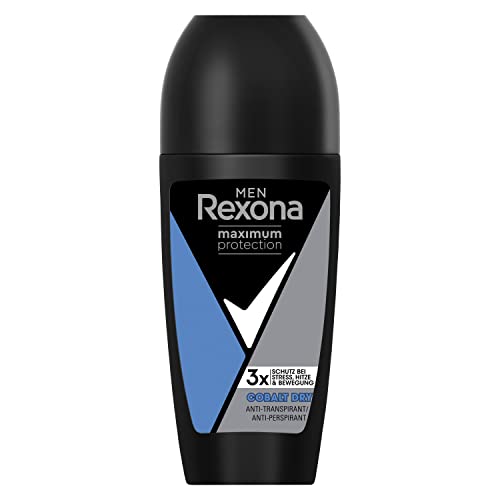 Rexona Men Maximum Protection Deo Roll-On Cobalt Dry Anti-Transpirant mit Schutz vor starkem Schwitzen und Körpergeruch 50 ml 1 Stück von Rexona