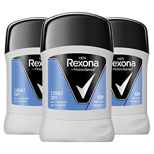 Rexona Men MotionSense Deo Stick Cobalt Dry Anti-Transpirant mit 48 Stunden Schutz gegen Körpergeruch und Achselnässe 50 ml 3 Stück von Rexona