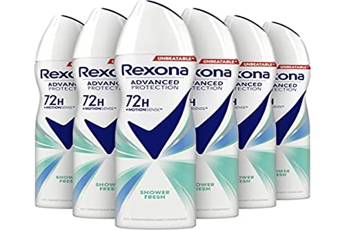 Rexona Women Advanced Protection Shower Fresh Anti-Transpirant Spray 72 Stunden Schutz vor Schweiß und Körpergeruch - 6 x 150 ml - Vorteilspack von Rexona