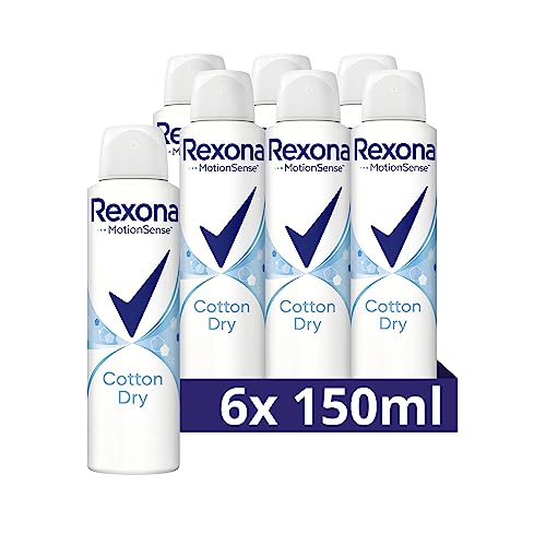 Rexona Women Anti Transpirant Spray Cotton Dry Deospray mit 48 Stunden Schutz gegen Körpergeruch und Achselnässe mit Anti-Transpirant-Technologie 6x 150 ml von Rexona