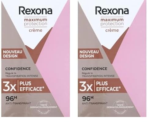 Rexona Women Maximum Protection Anti Transpirant Deo Creme Confidence Deodorant mit 96 Stunden Schutz gegen starkes Schwitzen und Geruch mit 3x Schutz bei Stress, Hitze & Bewegung 45 ml von Rexona