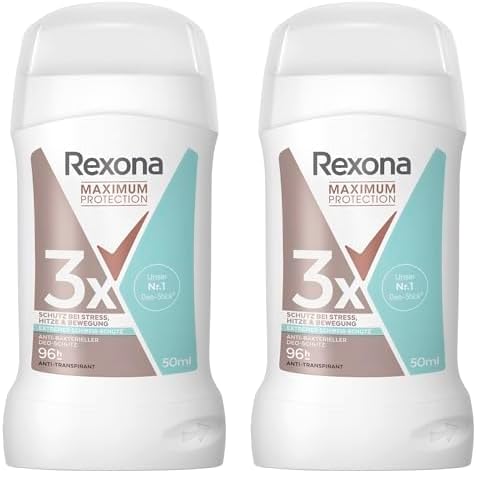 Rexona Women Maximum Protection Anti Transpirant Stick Antibakterieller Deo-Schutz Deodorant mit 96 Stunden Schutz gegen starkes Schwitzen und Geruch mit 3x Schutz bei Stress, Hitze & Bewegung 50 ml von Rexona