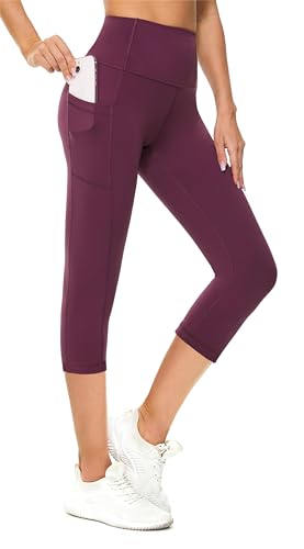 Rexspek Damen Sporthose 3/4 mit Tasche,Blickdicht Leggings Damen Sporthose Jogginghose Damen High Waist Leggins Fitnesshose M von Rexspek