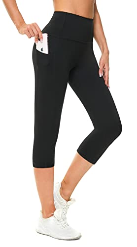 Rexspek Damen Sporthose 3/4 mit Tasche,Blickdicht Leggings Damen Sporthose Jogginghose Damen High Waist Leggins Fitnesshose S von Rexspek
