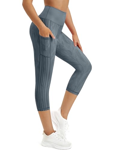 Rexspek Sport Leggings Damen 3/4 mit Tasche,Blickdicht Sporthose Damen Jogginghose Damen High Waist Leggins Fitnesshose L von Rexspek