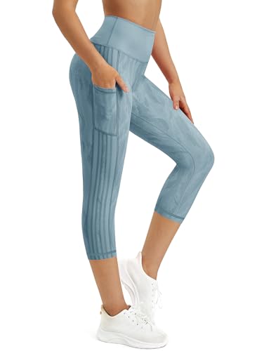 Rexspek Sport Leggings Damen 3/4 mit Tasche,Blickdicht Sporthose Damen Jogginghose Damen High Waist Leggins Fitnesshose XL von Rexspek