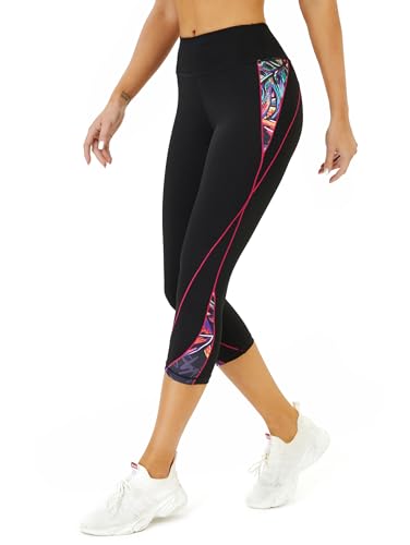 Rexspek Sporthose Damen 3/4 mit Tasche, Sport leggings Damen 3/4 Sporthose Jogginghose Damen High Waist Leggins Fitnesshose XXL von Rexspek