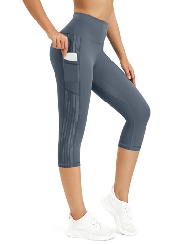 Rexspek Sporthose Damen 3/4 mit Tasche,Blickdicht Sport Leggings Damen, Jogginghose Damen Capri Leggings Damen Fitnesshose XL von Rexspek