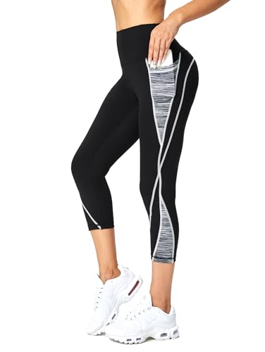 Rexspek Sporthose Damen 3/4 mit Tasche,Jogginghose Damen High Waist Leggins Fitnesshose XS von Rexspek