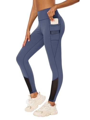 Rexspek Sporthose Damen mit Tasche,Mesh Sporthose Damen High Waist Sport Leggings Damen Laufhose Damen lang Fitnesshose L von Rexspek