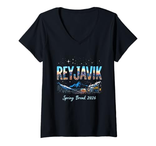 Damen Reykjavík Island Spring Break 2026 Urlaubsreisen T-Shirt mit V-Ausschnitt Damen Reykjavík Island Spring Break 2026 Urlaubsreisen T-Shirt mit V-Ausschnitt von Reykjavík Iceland Travel SPRING BREAK 2026