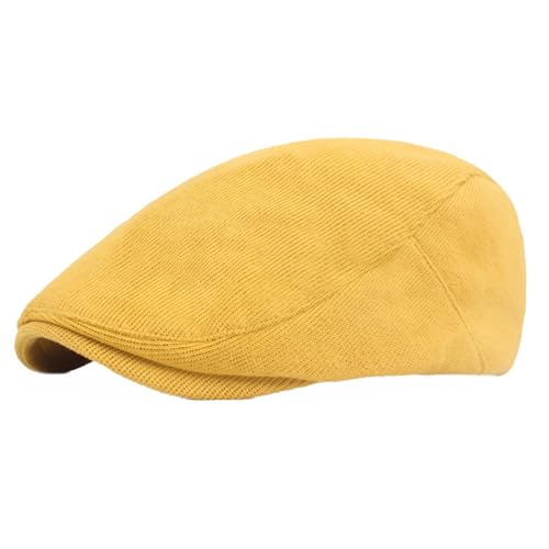 Reyox Unisex Schiebermütze Baumwolle Mütze Leicht Bequem Newsboy Cap Gelb 1 von Reyox