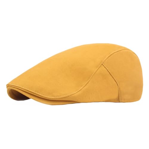 Reyox Unisex Schiebermütze Baumwolle Mütze Leicht Bequem Newsboy Cap Gelb 2 von Reyox