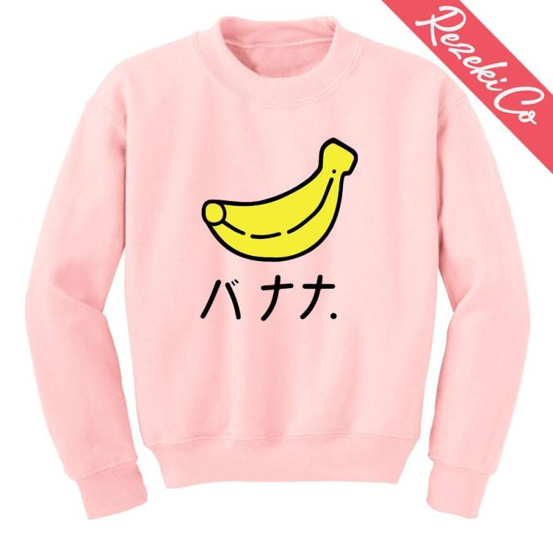 Banana Fruit Sweatshirt Süßer Bananenpullover Crewneck Unisex Größe von RezekiCo