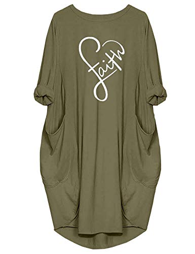 Rfecccy Faith Damen Oversize Baggy T-Shirt Causal Loose Party Short Midi Kleider mit Taschen, Green08, X-Groß Rfecccy Faith Damen Oversize Baggy T-Shirt Causal Loose Party Short Midi Kleider mit Taschen, Green08, X-Groß von Rfecccy
