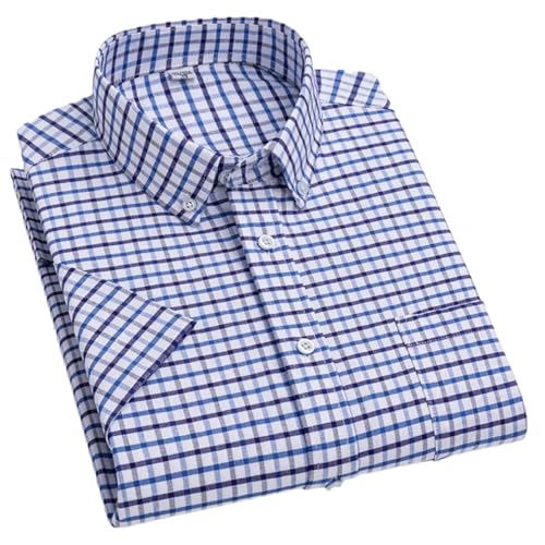 Rfmfkkg Herren Business Oxford Kurzarm Hemden Casual Single Patch Pocket Solid Plaid Gestreiftes Hemd Rfmfkkg Herren Business Oxford Kurzarm Hemden Casual Single Patch Pocket Solid Plaid Gestreiftes Hemd von Rfmfkkg