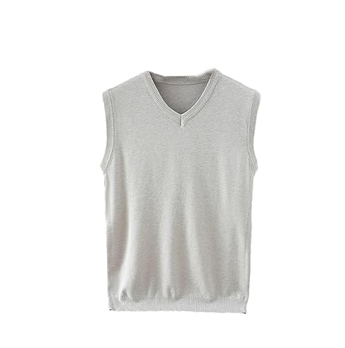 Klassische Stil Herren Stricken Kaschmir Wolle Weste V Kragen Lose Einfarbig Weich Halten Warm Weste, Hellgrau 9, XX-Large von Rfmfkkg