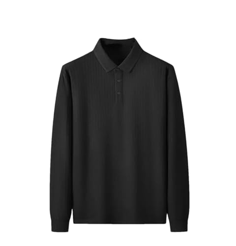 Langärmeliges Herren-Poloshirt, Business-Poloshirt, lockere Hemden, bequem, weich, Herren-Tops, Schwarz , XXXXX-Large von Rfmfkkg