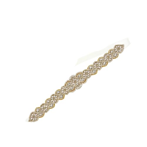 Rfmfkkg Damen-Brautkleid, Gürtel, Kristall-Strass-Applikation für Abendkleid, Hochzeitskleid, Partygeschenk, Weiß9 Schleifenband, One size von Rfmfkkg