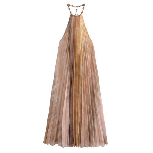 Rfmfkkg Damen Casual Midi Kleid Krawatte Ärmellos Offener Rücken Plissee Kleid Spaghettiträger Boho Kleider, multi, S Rfmfkkg Damen Casual Midi Kleid Krawatte Ärmellos Offener Rücken Plissee Kleid Spaghettiträger Boho Kleider, multi, S von Rfmfkkg