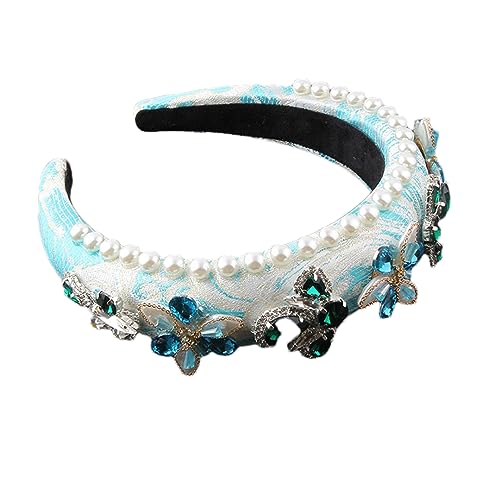 Rfmfkkg Damen Kopfbedeckung Exquisite Barock Laufsteg Haar Schwamm Perle Strass Kopfschmuck Haarspange 2 von Rfmfkkg