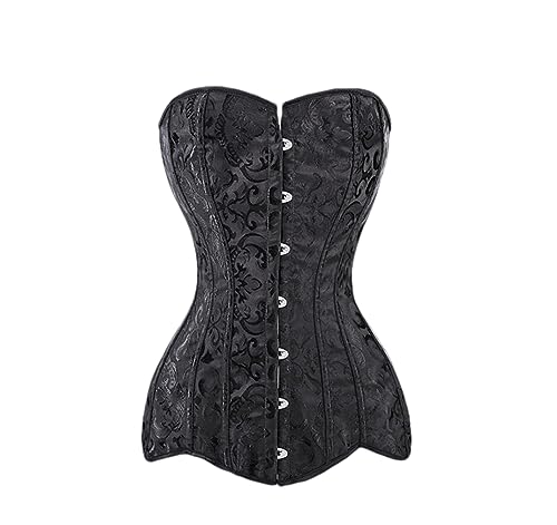 Rfmfkkg Frauen Korsett Lange Torso Korsett Korsett Überbrust Taille Abnehmen Floral Bustier Gorset, Schwarz , 36 von Rfmfkkg