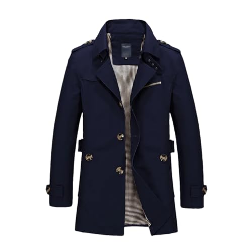 Rfmfkkg Herren Einfarbig Revers Business Trenchcoat Baumwolle Casual Jacke Oberbekleidung Windjacke, blau, 48 Rfmfkkg Herren Einfarbig Revers Business Trenchcoat Baumwolle Casual Jacke Oberbekleidung Windjacke, blau, 48 von Rfmfkkg