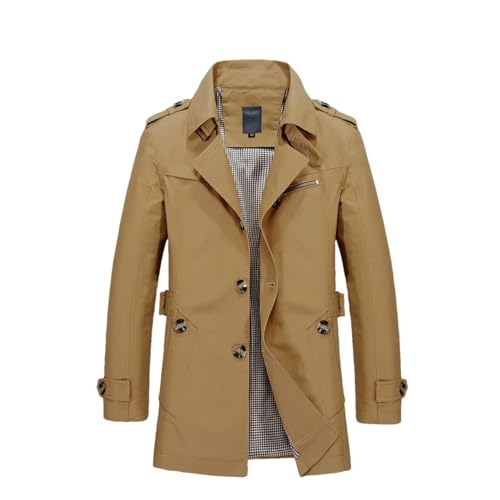 Rfmfkkg Herren Einfarbig Revers Business Trenchcoat Baumwolle Casual Jacke Oberbekleidung Windjacke, dunkles kaki, 50 Rfmfkkg Herren Einfarbig Revers Business Trenchcoat Baumwolle Casual Jacke Oberbekleidung Windjacke, dunkles kaki, 50 von Rfmfkkg