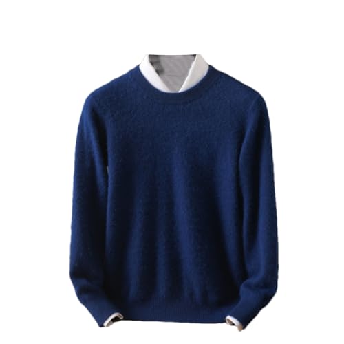 Rfmfkkg Herren-Kaschmirpullover Mit Rundhalsausschnitt, Einfarbiger Pullover, Warmer Pullover, Klassische Weiche Strickoberteile Navy Blue XL von Rfmfkkg