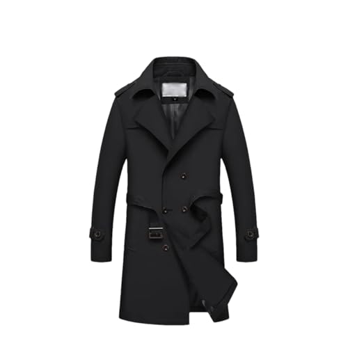 Rfmfkkg Herren Revers Slim Fit Business Trenchcoat Casual Solide Mitte Lange Jacke Outdoor Lose Mäntel, Schwarz , 38 Rfmfkkg Herren Revers Slim Fit Business Trenchcoat Casual Solide Mitte Lange Jacke Outdoor Lose Mäntel, Schwarz , 38 von Rfmfkkg