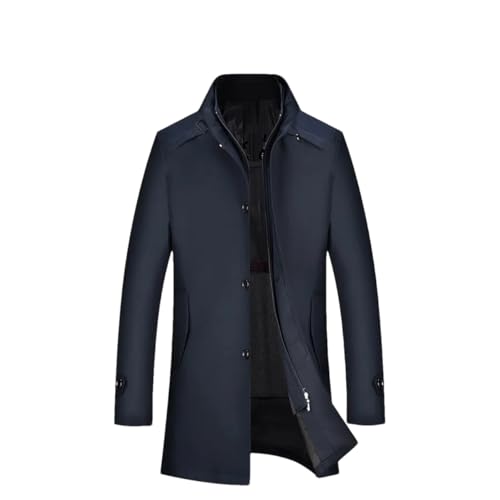 Rfmfkkg Herren Stehkragen Verdickte Warme Trenchcoat Slim Fit Einreiher Lange Jacken Tops, marineblau, 50 Rfmfkkg Herren Stehkragen Verdickte Warme Trenchcoat Slim Fit Einreiher Lange Jacken Tops, marineblau, 50 von Rfmfkkg
