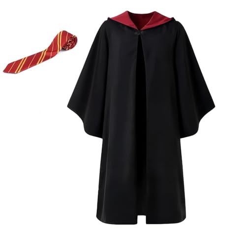 Magier Robe, Zauberer Robe für Erwachsene Kinder, Zauberer Cosplay Kostüm, Zauberer Umhang Kostüm set mit Krawatte, Zaubererrobe für Karneval Cosplay Kostüm Verkleidung Party for Halloween von RhaThZey