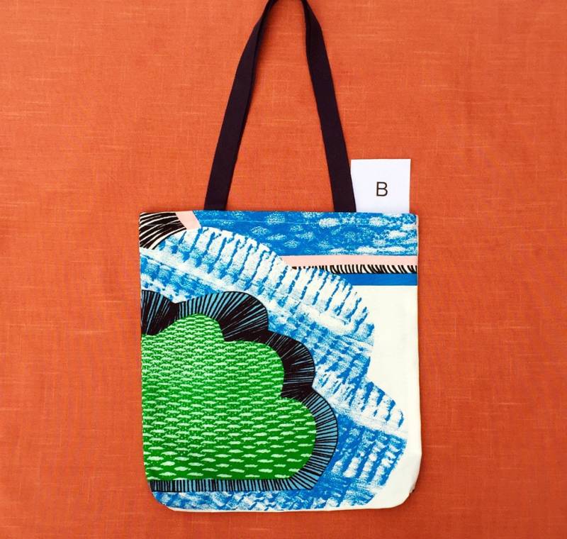 Blue Green Cloud Tote Bag Wiederverwendbarer Baumwoll-Shopper, Faltbare Markttasche von RhapsodyInc