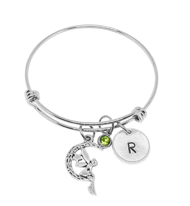 Fee & Mond-Armreif, Fairy Bangle, Zierliche Kindergrößen-Bangle, Silber Personalisierte Armreifen Für Kinder von RhemaMai