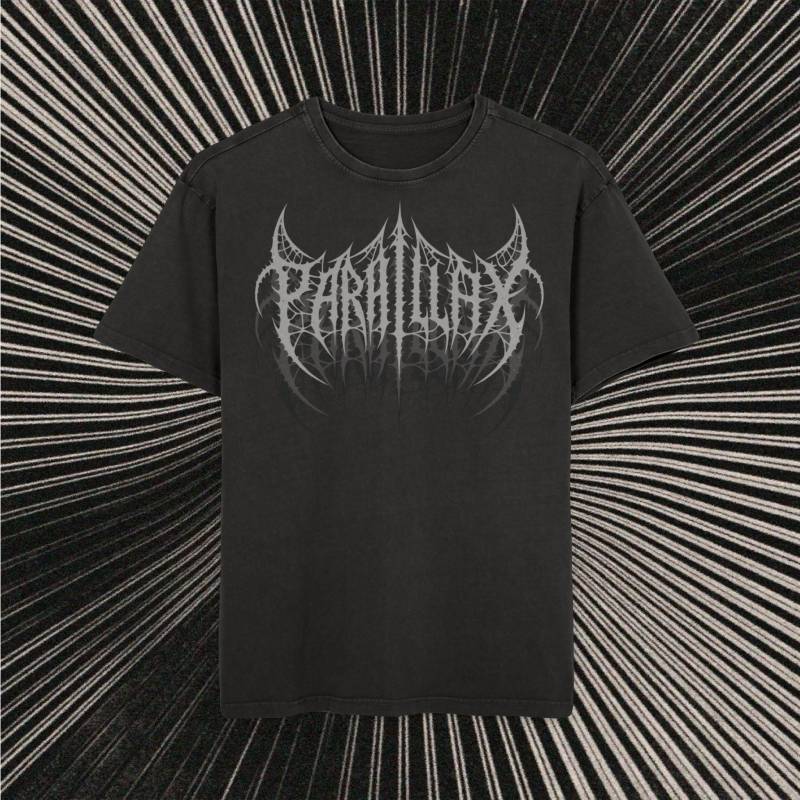 Herren Acid Washed T-Shirt, "Parallax' Vintage Style Grunge Heavy Metal Rock Alternative Band Übergroßes Grafik von RhiannonYasminArt