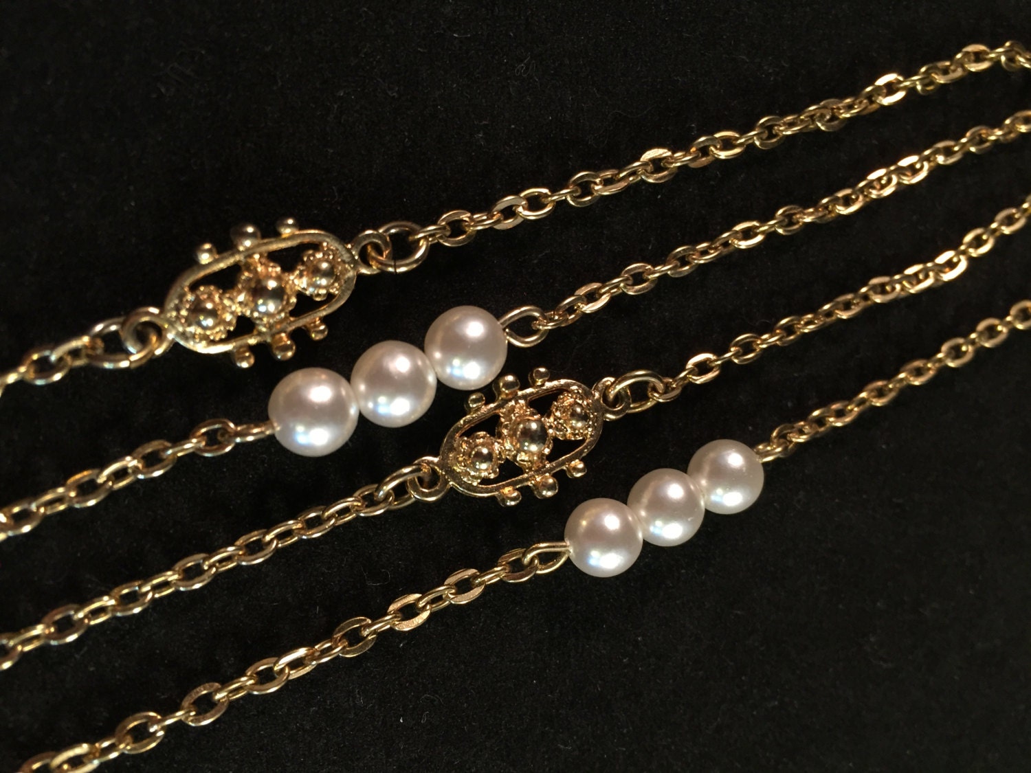 Wunderschöne Vintage Sarah Coventry Faux Pearl & Chain Link Halskette Mit Goldfarbenen Bar Akzenten 091 Wunderschöne Vintage Sarah Coventry Faux Pearl & Chain Link Halskette Mit Goldfarbenen Bar Akzenten 091 von RhinestoneCafe