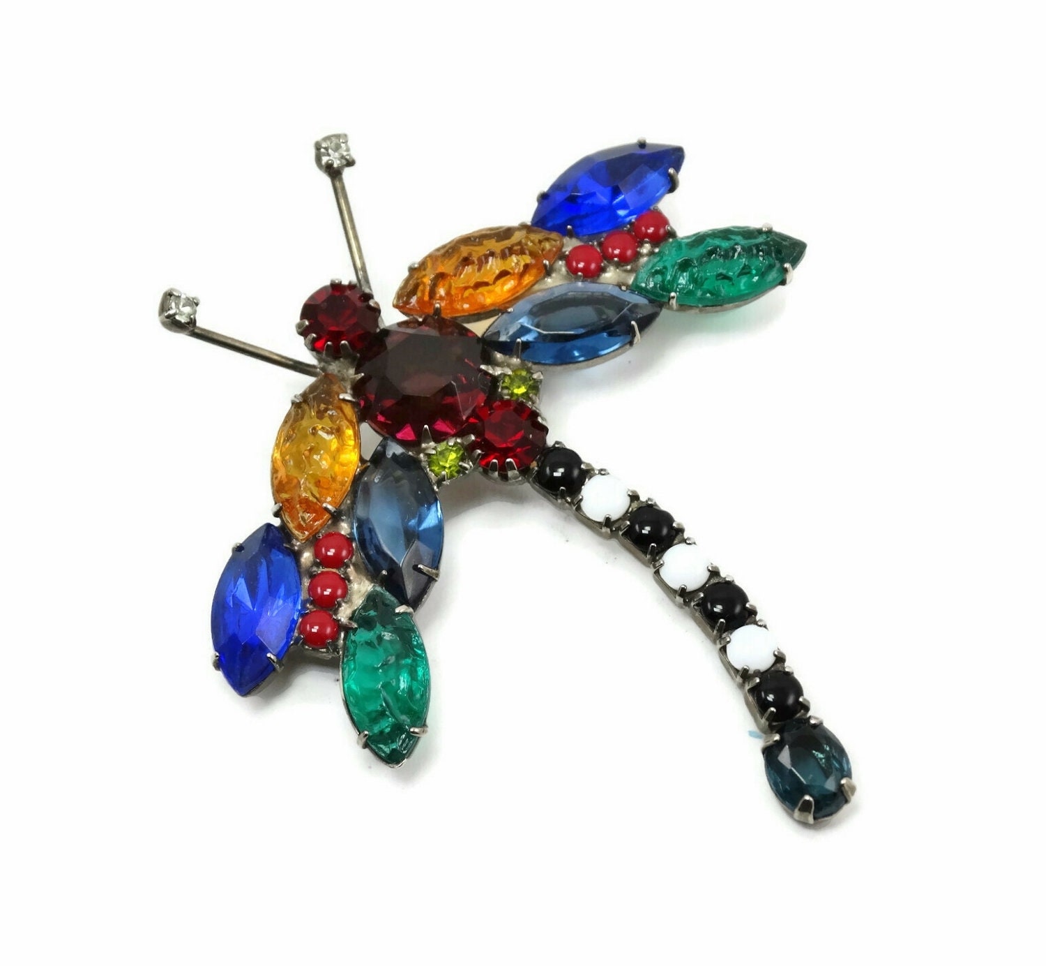 Farbenfrohe Vintage Libelle Mit Kunstglas Und Strasssteinen - Unsigniert Kjl Kenneth J Lane Farbenfrohe Vintage Libelle Mit Kunstglas Und Strasssteinen - Unsigniert Kjl Kenneth J Lane von Rhinestonedivas