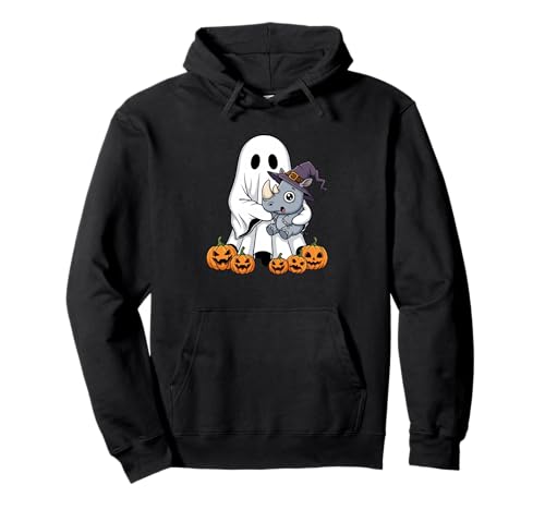Lustiger Geist Nashorn Kürbis Halloween Kinder Herren Damen Pullover Hoodie von Rhino Lovers Cute Halloween Outfits for Boy Girl