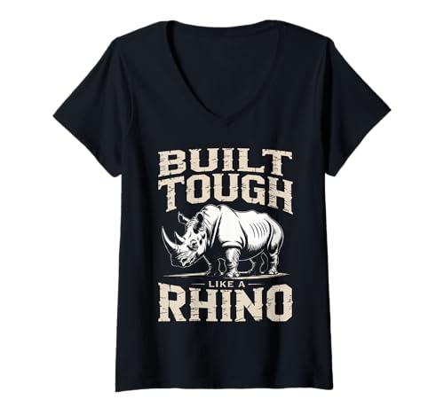 Damen Nashorn — robust gebaut wie EIN Nashorntier T-Shirt mit V-Ausschnitt Damen Nashorn — robust gebaut wie EIN Nashorntier T-Shirt mit V-Ausschnitt von Rhino Rhinoceros horned rhino