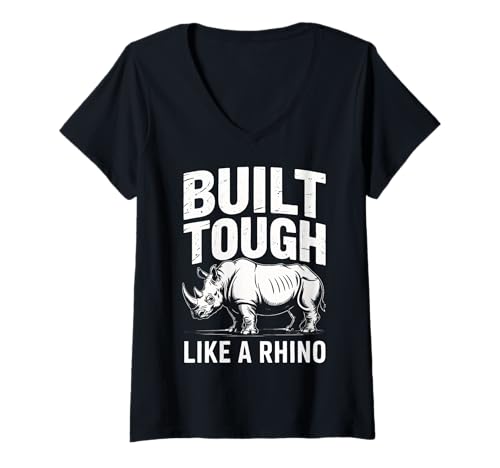 Damen Nashorn — robust gebaut wie EIN Nashorntier T-Shirt mit V-Ausschnitt Damen Nashorn — robust gebaut wie EIN Nashorntier T-Shirt mit V-Ausschnitt von Rhino Rhinoceros horned rhino