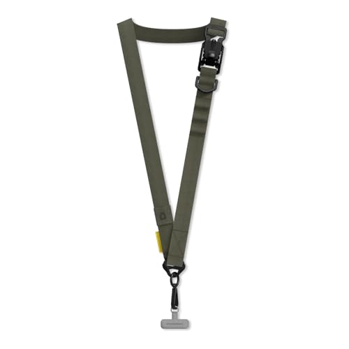 RhinoShield Lanyard Gurtband | Magnetschnalle, verstellbare Länge, zusätzliche Schnallen zum Aufhängen von Zubehör wie Airpods, 25 mm Gurtband für maximalen Komfort (inklusive Adapter) - Khaki Grün von RhinoShield