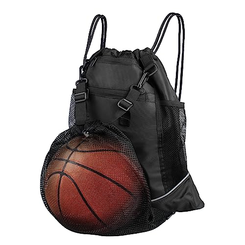 Rhitchy Sportbeutel mit Kordelzug, Sportrucksack Große Kapazität Turnbeutel, Verstellbar Fußballtasche mit Ball Mesh Tasche Basketball Rucksack für Jugendliche Kinder von Rhitchy