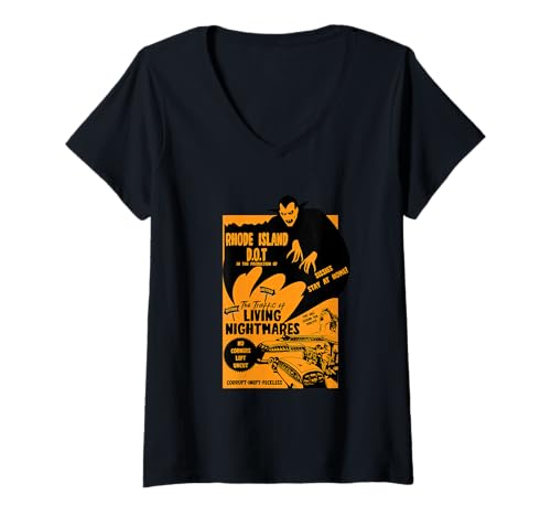 Damen Rhode Island D.O.T. Lebendige Albträume T-Shirt mit V-Ausschnitt Damen Rhode Island D.O.T. Lebendige Albträume T-Shirt mit V-Ausschnitt von Rhode Island Horror Traffic Chaos Design