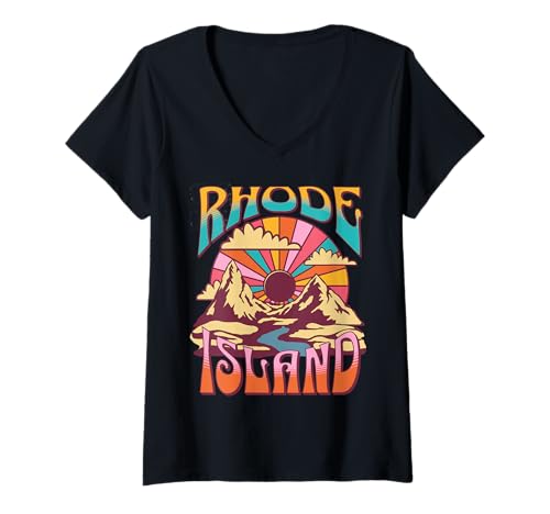 Damen Rhode Island T-Shirt mit V-Ausschnitt Damen Rhode Island T-Shirt mit V-Ausschnitt von Rhode Island USA Outdoor Vintage
