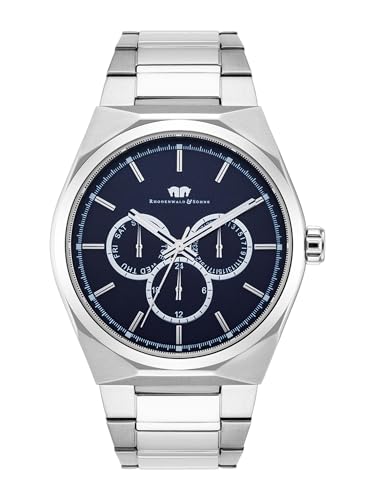 Rhodenwald & Söhne Cooledge Herrenuhr Multifunktionsuhr Edelstahl Silber/dunkelblau 5 ATM Präzisions-Quarzwerk Datum/Wochentag/24H-Anzeige Edelstahl Gliederarmband Silber - Armbanduhr Quarzuhr analog Rhodenwald & Söhne Cooledge Herrenuhr Multifunktionsuhr Edelstahl Silber/dunkelblau 5 ATM Präzisions-Quarzwerk Datum/Wochentag/24H-Anzeige Edelstahl Gliederarmband Silber - Armbanduhr Quarzuhr analog von Rhodenwald & Söhne