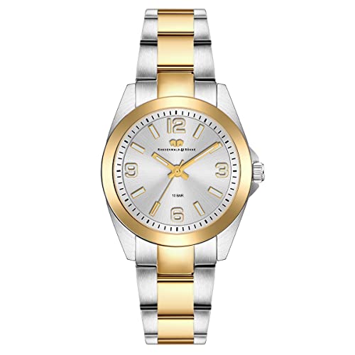 Rhodenwald & Söhne Damen Uhr analog Quarzwerk mit Edelstahl Armband Silber/gelbgold Gliederarmband 10010413 von Rhodenwald & Söhne