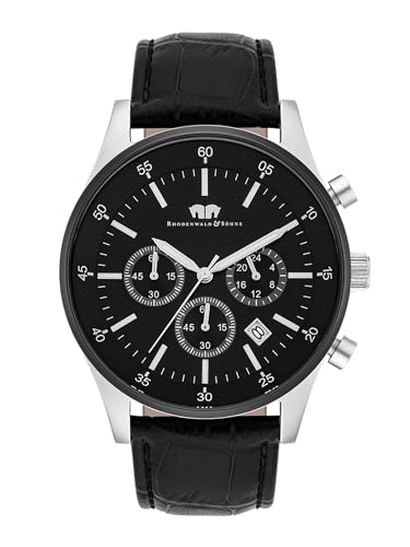 Rhodenwald & Söhne Goodwill Herrenuhr Chronograph Edelstahl bi-Color schwarz 5 ATM Präzisions-Quarzwerk Echteder-Armband schwarz Armbanduhr Rhodenwald & Söhne Goodwill Herrenuhr Chronograph Edelstahl bi-Color schwarz 5 ATM Präzisions-Quarzwerk Echteder-Armband schwarz Armbanduhr von Rhodenwald & Söhne